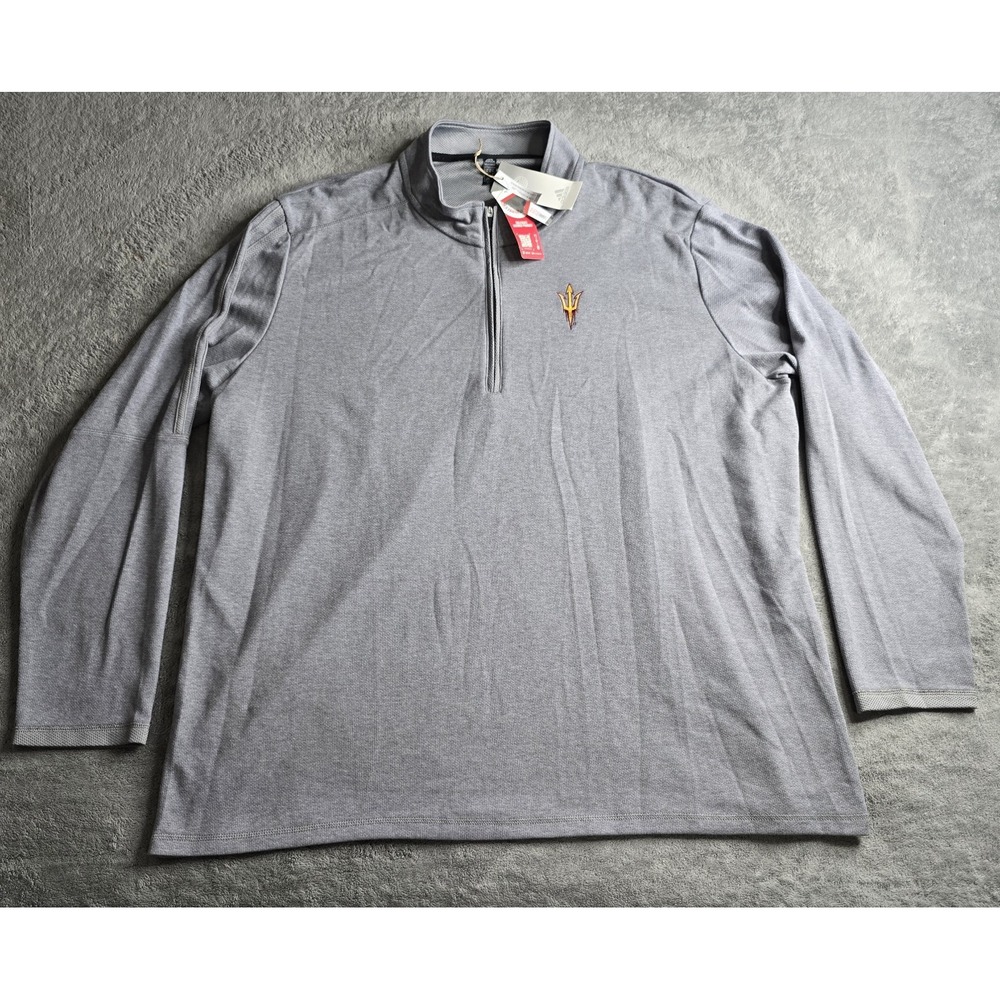 NWT Adidas 3-Stripes 1/4 Zip Layering Golf Pullover Mens 2XL Gray Sun Devils